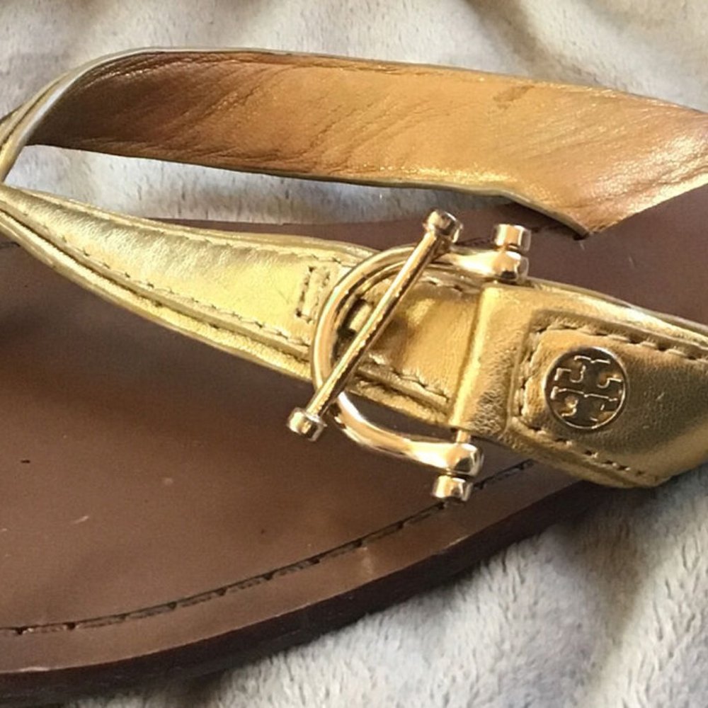 Tory Burch Slides, Size 5, Color: Gold - image 4